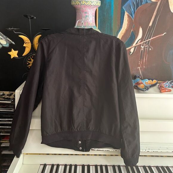 Y2K Elegant Black Bomber Jacket with Silver Buttons by Coupé M - Picture 10 of 16